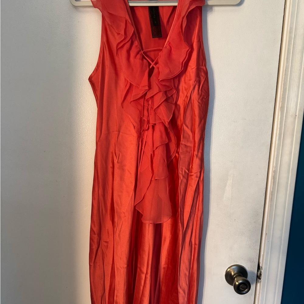 Poleci Elegant Coral Ruffle Dress NWT